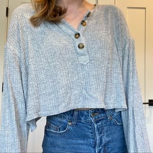 Grey long sleeve crop top from Forever21